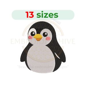 baby penguin embroidery design, cute penguin machine embroidery design 1.5 to 7.5 inch instant download