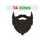 beard embroidery design, mustache beard machine embroidery design 1 to 7.5 inch instant download
