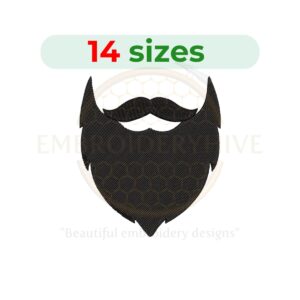 beard embroidery design, mustache beard machine embroidery design 1 to 7.5 inch instant download