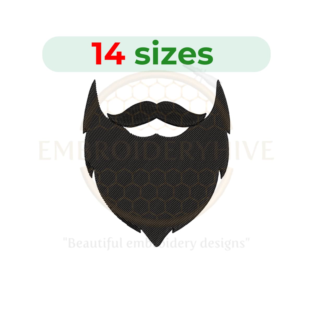 beard embroidery design, mustache beard machine embroidery design 1 to 7.5 inch instant download