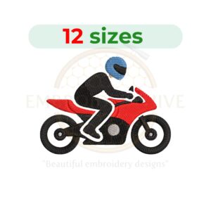 bike racer embroidery design, cycling sports machine embroidery design 2 to 7.5 inch instant download