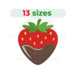 chocolate dipped strawberry embroidery design, dessert food machine embroidery design 1.5 to 7.5 inch instant download