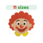 Clown face embroidery design for machine embroidery, circus clown embroidery pattern instant download.