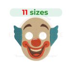Clown mask embroidery design for machine embroidery, spooky clown face embroidery pattern instant download.
