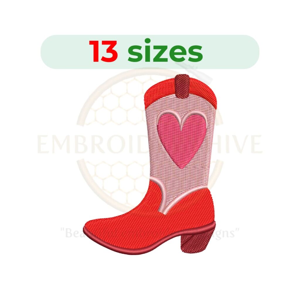 cowgirl boot embroidery design, western cowboy boot machine embroidery design 1.5 to 7.5 inch instant download