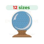 Crystal ball embroidery design, mystical fortune teller ball machine embroidery design 2 to 7.5 inch instant download