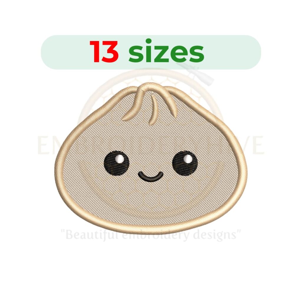 dumpling embroidery design, food machine embroidery design 1.5 to 7.5 inch instant download