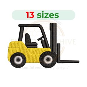 Forklift embroidery design for machine embroidery, warehouse forklift truck embroidery file 1.5 to 7.5 inch sizes instant download.