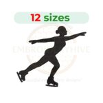 Ice skater embroidery design for machine embroidery, figure skating embroidery pattern 2 to 7.5 inch sizes instant download.