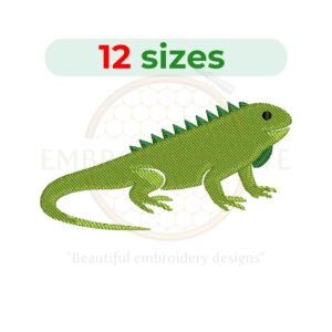 Iguana embroidery design, reptile lizard machine embroidery design 2.5 to 7.5 inch instant download