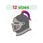 Knight helmet embroidery design for machine embroidery, medieval armor helmet embroidery file 2 to 7.5 inch sizes instant download pattern.