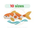 Koi fish embroidery design for machine embroidery, decorative koi fish embroidery pattern instant download.