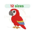 Macaw embroidery design, tropical parrot bird machine embroidery design 1.5 to 7.5 inch instant download