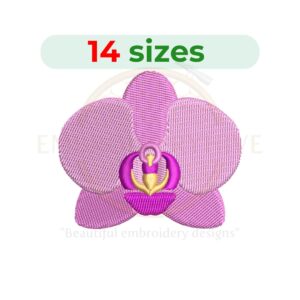 Orchid embroidery design for machine embroidery, elegant orchid flower embroidery file 1 to 7.5 inch sizes instant download pattern.