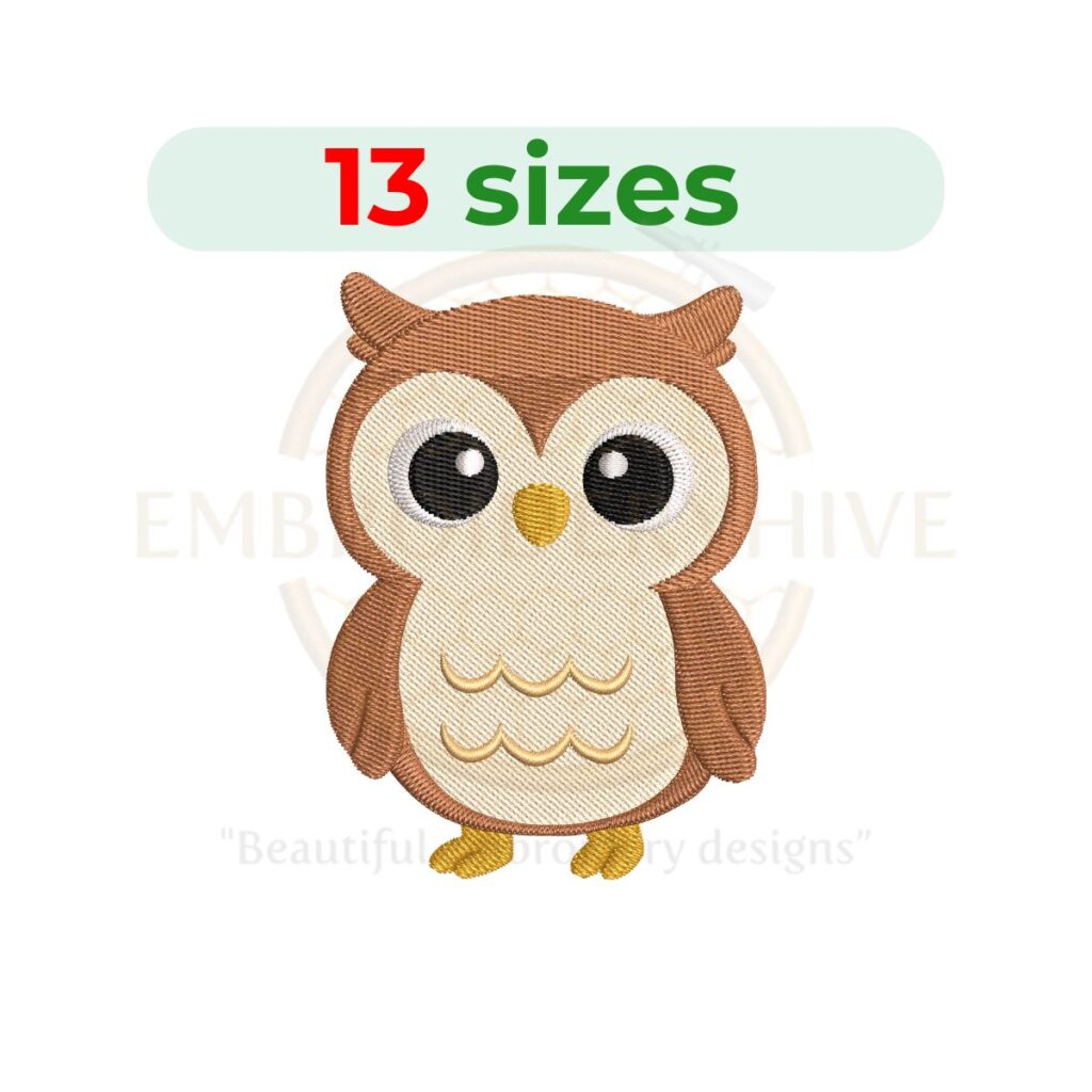 owl embroidery design, bird machine embroidery design 1.5 to 7.5 inch instant download