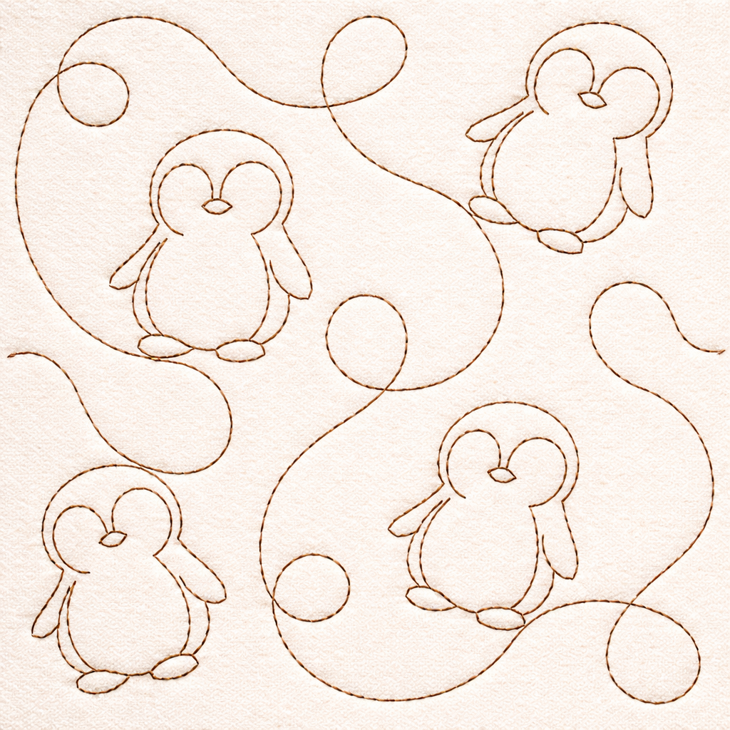 Penguin End to End Quilting Embroidery Design - Image 5