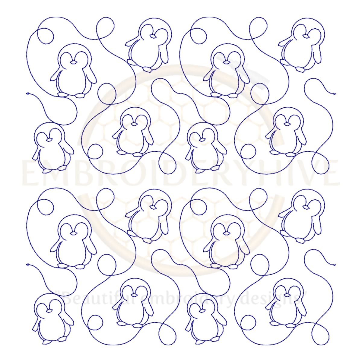 Penguin End to End Quilting Embroidery Design - Image 2