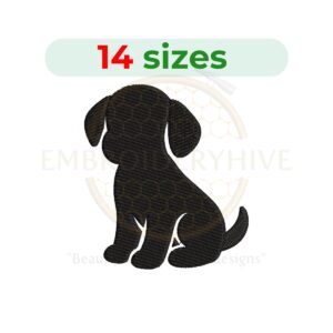 Puppy silhouette embroidery design for machine embroidery, dog silhouette embroidery file 1 to 7.5 inch sizes instant download.