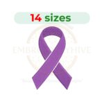 purple awareness ribbon embroidery design, cancer awareness ribbon machine embroidery design 1 to 7.5 inch instant download