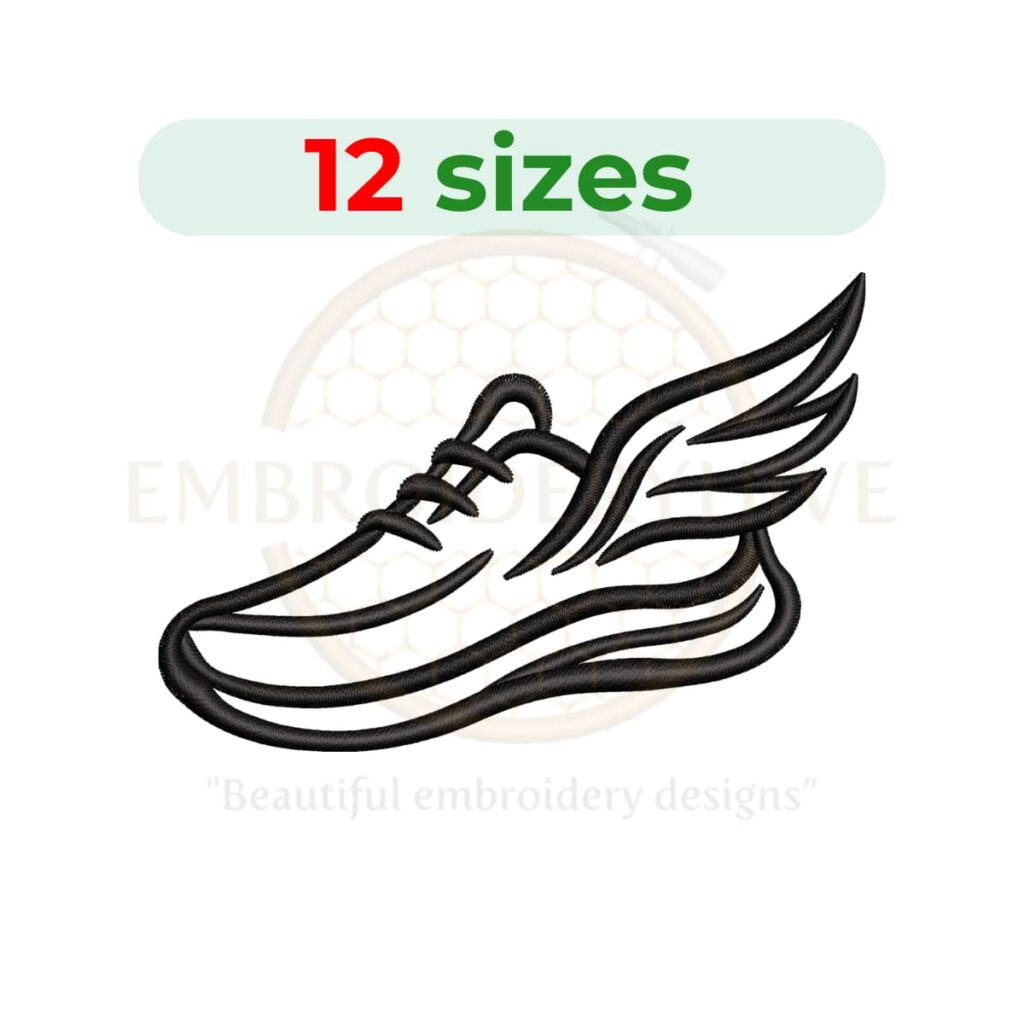 running shoe embroidery design, sneaker sports machine embroidery design 2 to 7.5 inch instant download