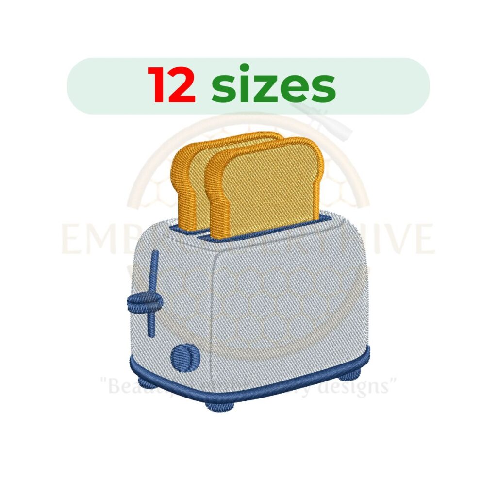 toaster embroidery design, kitchen appliance machine embroidery design 2 to 7.5 inch instant download
