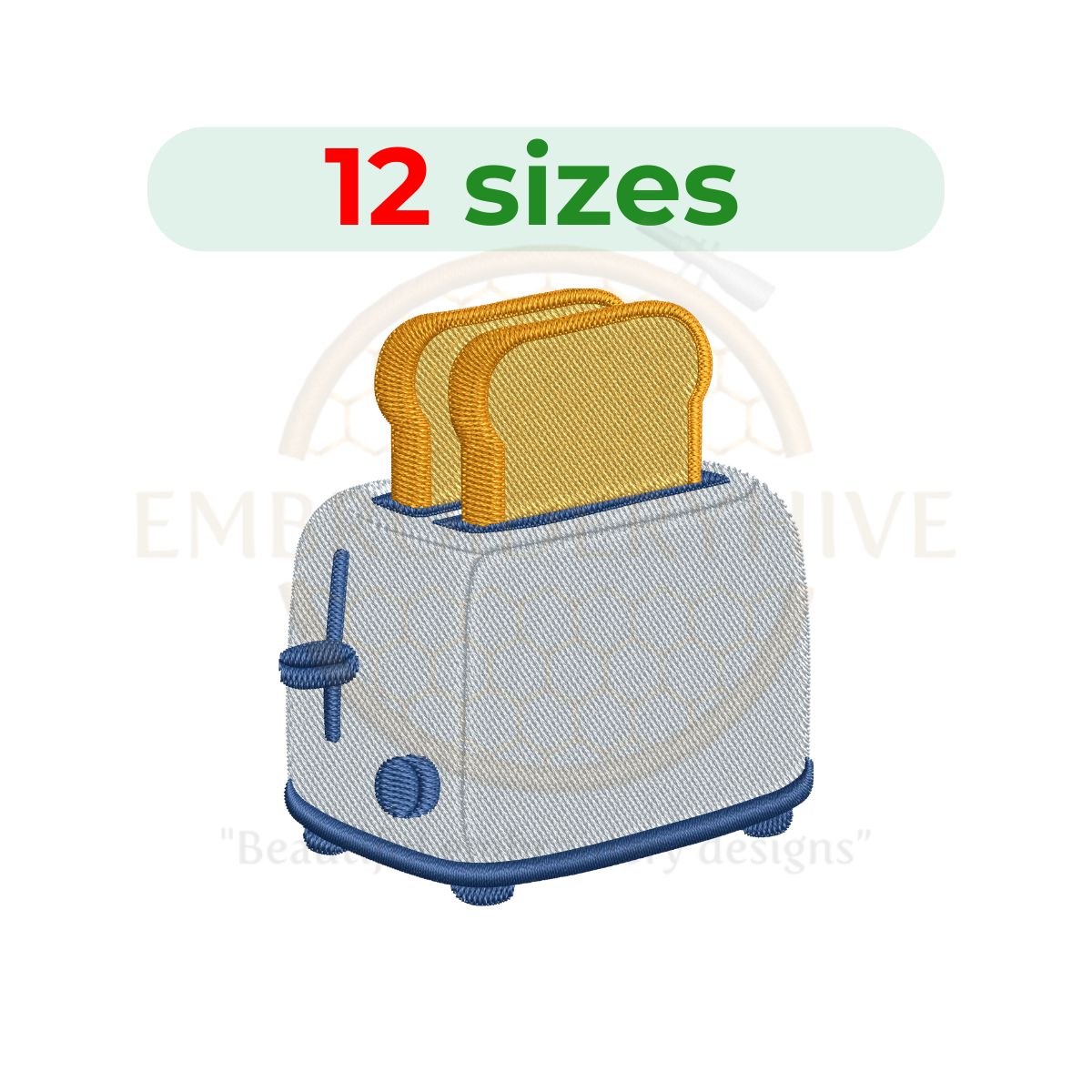 toaster embroidery design, kitchen appliance machine embroidery design 2 to 7.5 inch instant download