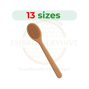 wooden spoon embroidery design, kitchen utensil machine embroidery design 1.5 to 7.5 inch instant download