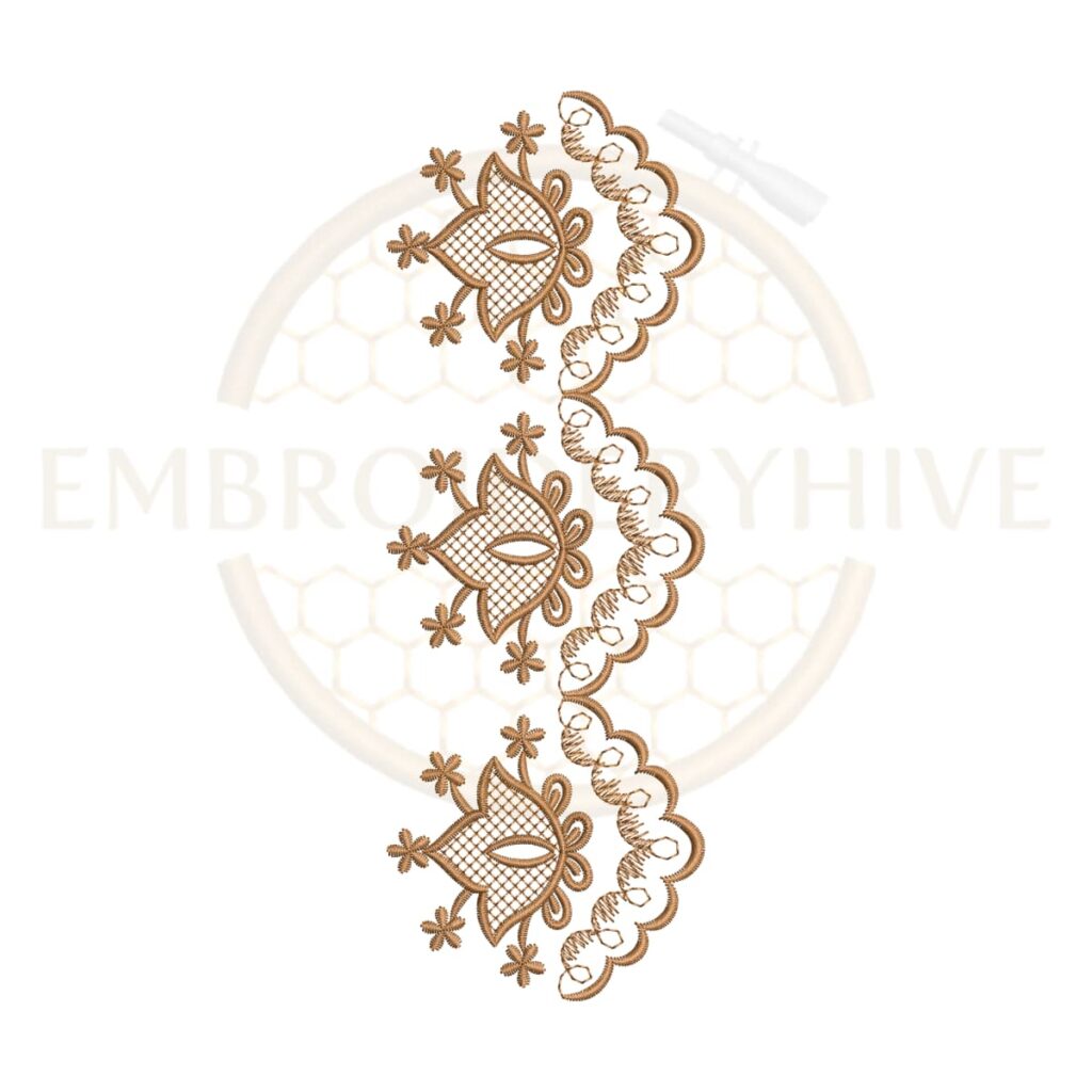 traditional scalloped lace border embroidery design ethnic border machine embroidery design instant download