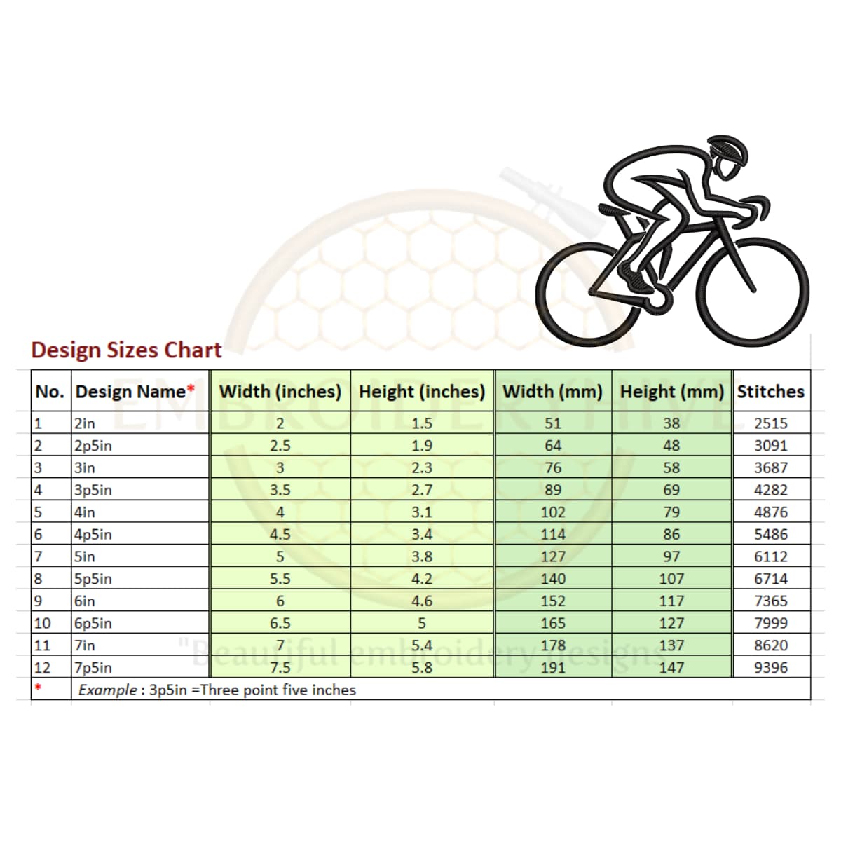 Bicyclist outline embroidery design - Image 2