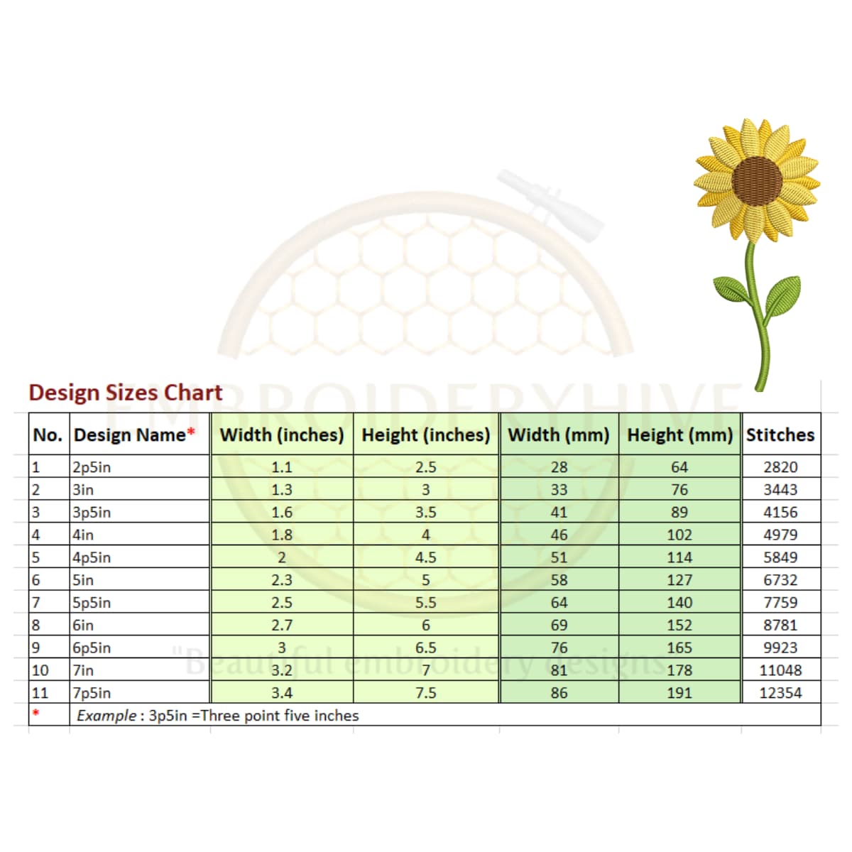 Sunflower with stem embroidery design - Image 2