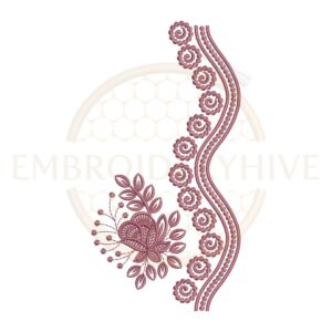 floral swirl side border embroidery design floral border machine embroidery design instant download