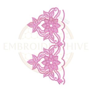 floral corner lace embroidery design elegant floral border machine embroidery design instant download