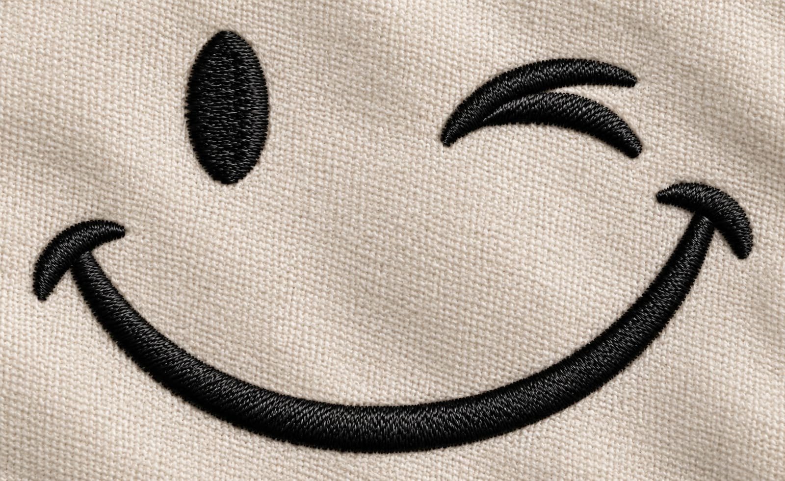 Winking smiley face embroidery design - Image 3