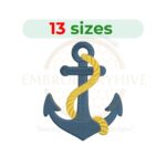 anchor with rope embroidery design, nautical marine machine embroidery design 1.5 to 7.5 inch instant download