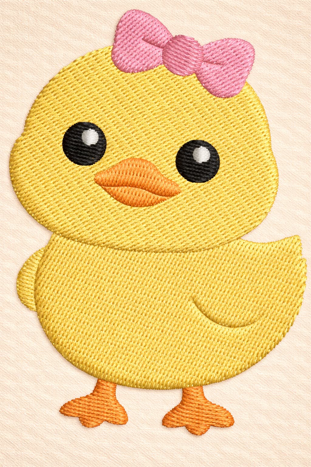 Baby duck with bow embroidery design - Image 3