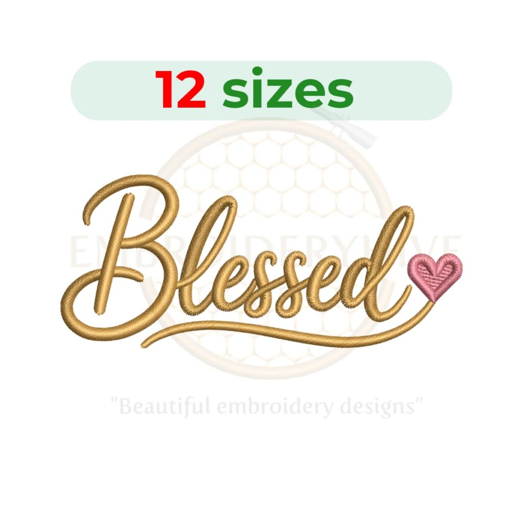 blessed embroidery design, faith word machine embroidery design 2 to 7.5 inch instant download