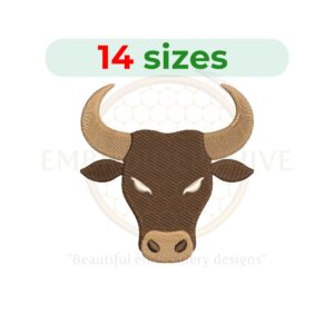 bull head embroidery design animal embroidery machine design bull face instant download