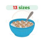 cereal bowl embroidery design, breakfast bowl machine embroidery design 1.5 to 7.5 inch instant download