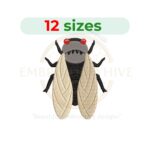 cicada embroidery design, insect machine embroidery design 2 to 7.5 inch instant download