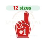 foam finger #1 embroidery design, number one foam finger machine embroidery design 2 to 7.5 inch instant download