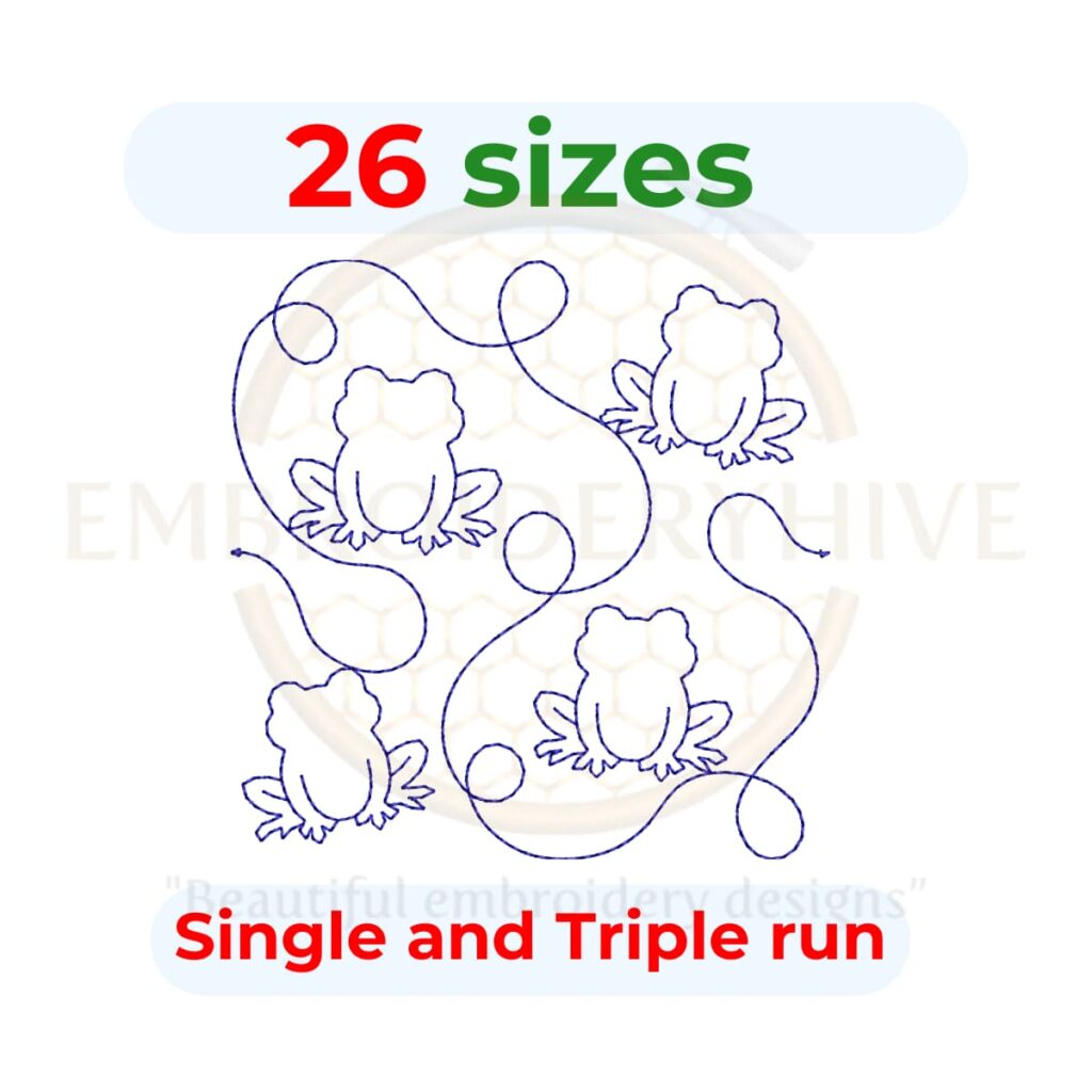 frog quilting embroidery design edge to edge quilt block frog end to end quilting design instant download