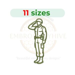 green army man outline embroidery design, toy soldier machine embroidery design 2.5 to 7.5 inch instant download