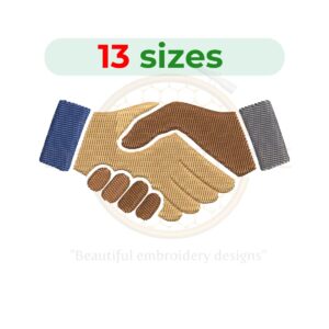 handshake embroidery design, handshake machine embroidery design 1.5 to 7.5 inch instant download
