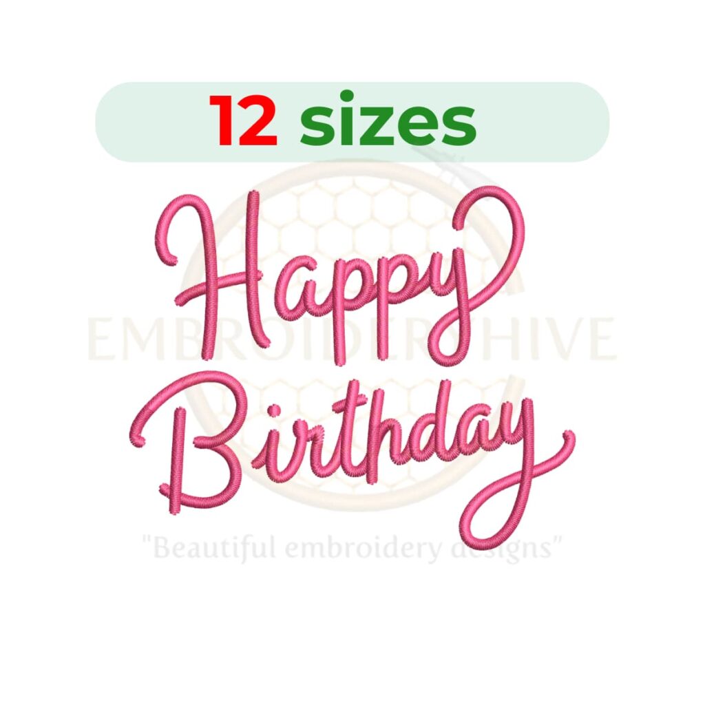 happy birthday embroidery design lettering embroidery celebration design machine embroidery instant download