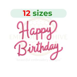 happy birthday embroidery design lettering embroidery celebration design machine embroidery instant download
