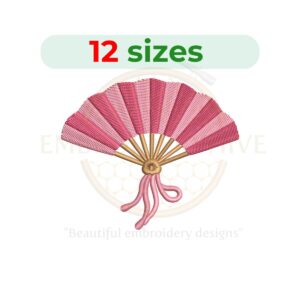 japanese fan embroidery design, folding fan machine embroidery design 2 to 7.5 inch instant download