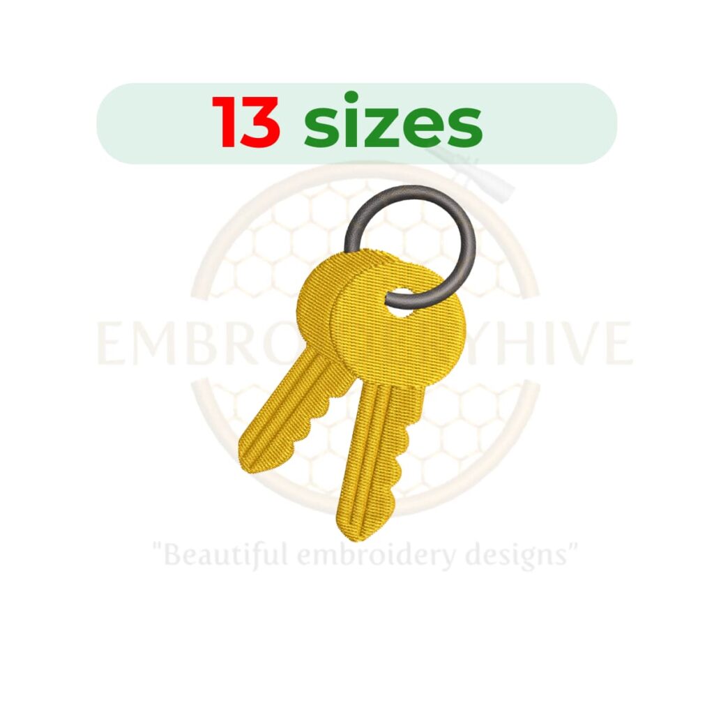 keys embroidery design, key set machine embroidery design 1.5 to 7.5 inch instant download