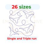 longhorn end to end quilting embroidery design, edge to edge quilt longhorn pattern 3 to 12 inch instant download