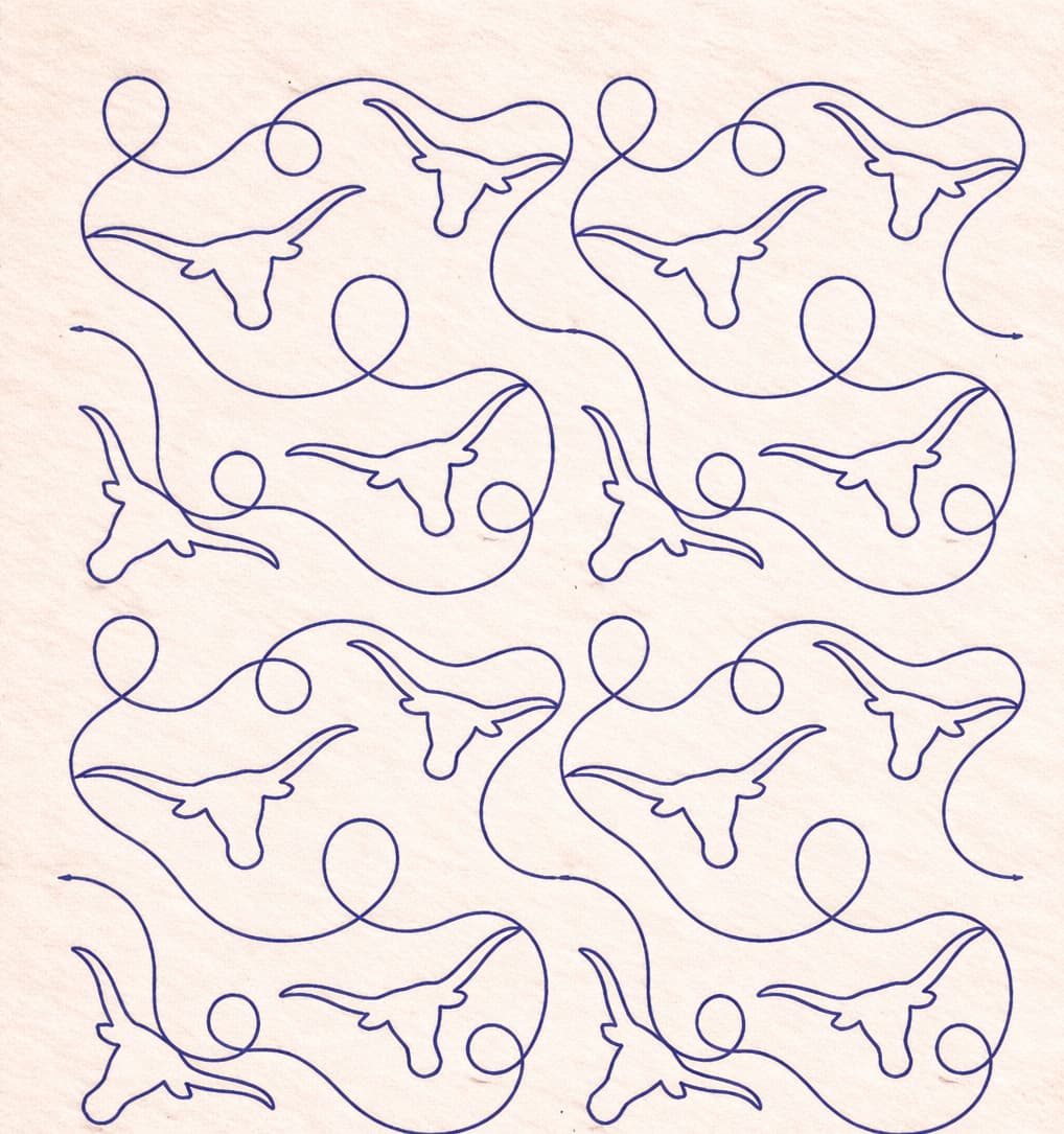 Longhorn End to End Quilting Embroidery Design - Image 6