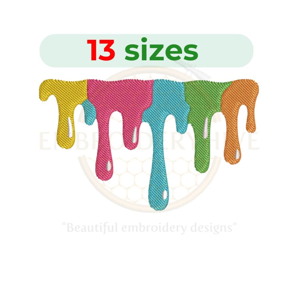 paint drips embroidery design, dripping paint machine embroidery design 1.5 to 7.5 inch instant download